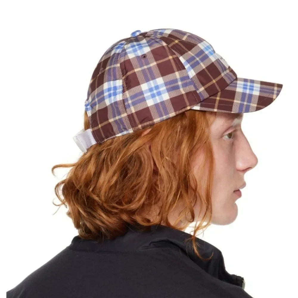 Rag & Bone Unisex Addison Baseball Cap in Burgundy Plaid